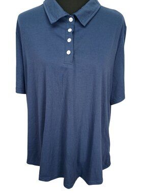 Mens Navy Blue Short Sleeve Polo Shirt With Button-Down Collar Lightweight & Str